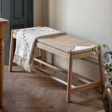 Ethan Oak Dining Bench with Woven Seat