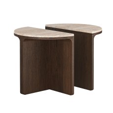 Carmel Half Moon Nest of Tables with Travertine Top
