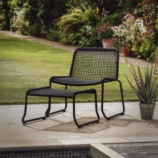 Siderno Lounge Chair with Footstool in Black