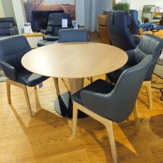 Showroom Clearance: Stressless Bordeaux Round Dining Table & 4x Mint Dining Chairs Showroom Clearance: Stressless Bordeaux Round Dining Table & 4x Mint Dining Chairs