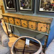 Showroom Clearance: Penang Oak Hall Table with 6 Drawers