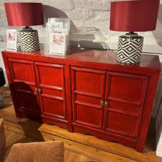 Showroom Clearance: 2Y1R-1 Orient 4 Door Cabinet in Red Showroom Clearance: 2Y1R-1 Orient 4 Door Cabinet in Red