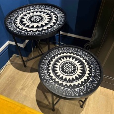 Showroom Clearance: 90356 Set of 2 Black & White Decorative Tables