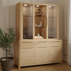 Bergen Oak Large Display Top Unit & 3 Door Sideboard Bergen Oak Large Display Top Unit & 3 Door Sideboard
