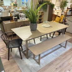Showroom Clearance: Cadoc Smoked Oak Extending Dining Table, 4x Dining Chairs & Dining Bench Showroom Clearance: Cadoc Smoked Oak Extending Dining Table, 4x Dining Chairs & Dining Bench