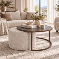 Driftwood Ripple Coffee Table with Nesting Pouffe Driftwood Ripple Coffee Table with Nesting Pouffe