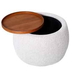 Gensen Small Ottoman in Oatmeal Chenille