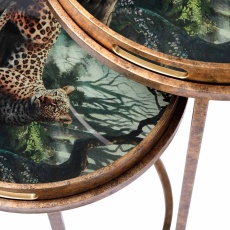 Lounging Leopard Set of 2 Side Tray Tables Lounging Leopard Set of 2 Side Tray Tables