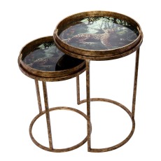 Lounging Leopard Set of 2 Side Tray Tables Lounging Leopard Set of 2 Side Tray Tables