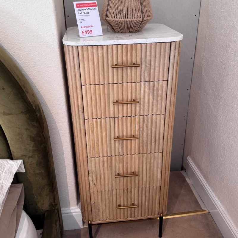Showroom Clearance: Arundo 5 Drawer Tall Chest Showroom Clearance: Arundo 5 Drawer Tall Chest