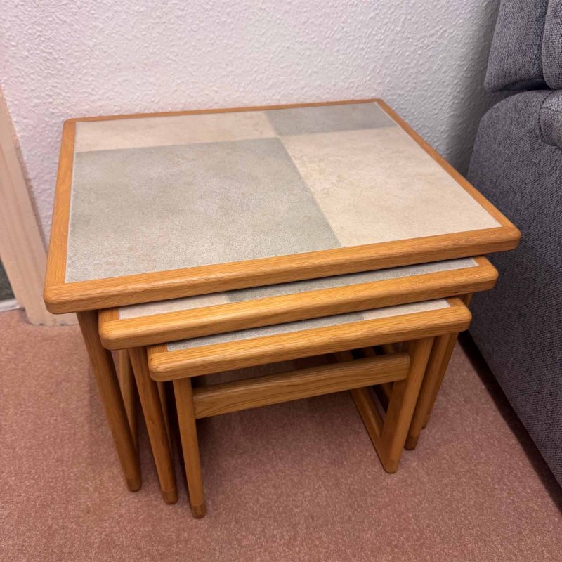 Showroom Clearance: Anbercraft Original Tiled Top 02 Large Nest of 3 Tables Showroom Clearance: Anbercraft Original Tiled Top 02 Large Nest of 3 Tables