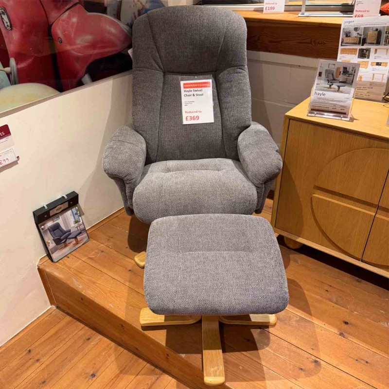 Showroom Clearance: Hayle Swivel Recliner Chair and Stool Showroom Clearance: Hayle Swivel Recliner Chair and Stool