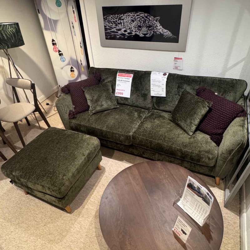 Showroom Clearance: Horatio 3 Seater Sofa & Footstool Showroom Clearance: Horatio 3 Seater Sofa & Footstool