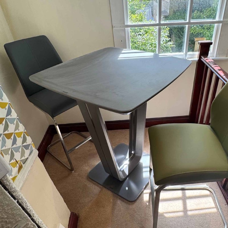 Showroom Clearance: Lorenzo Bar Table in Graphite Grey Matt Showroom Clearance: Lorenzo Bar Table in Graphite Grey Matt