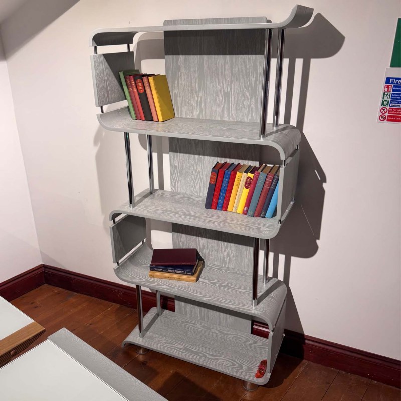 Showroom Clearance: Poise Tall Bookcase in Grey Finish Showroom Clearance: Poise Tall Bookcase in Grey Finish