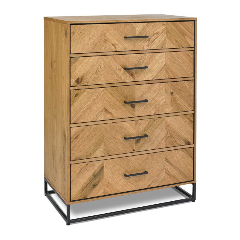 Riley Rustic Oak 5 Drawer Tall Chest Riley Rustic Oak 5 Drawer Tall Chest
