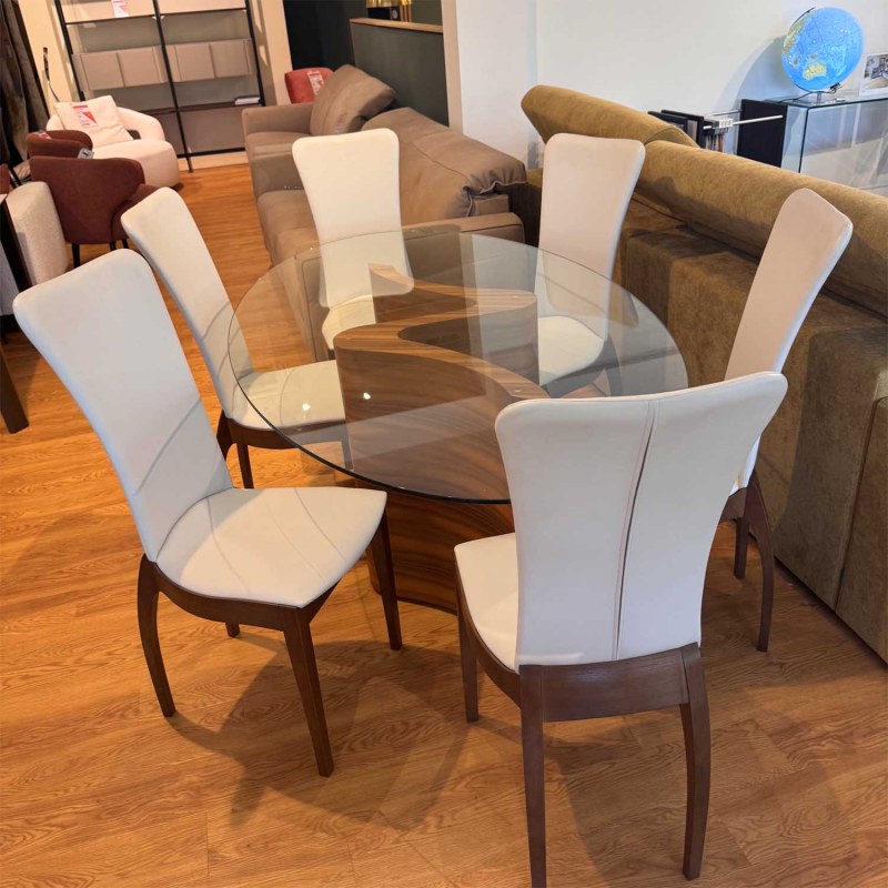 Showroom Clearance: Tom Schneider Serpent Small Oval Dining Table & 6x Sasha Dining Chairs Showroom Clearance: Tom Schneider Serpent Small Oval Dining Table & 6x Sasha Dining Chairs