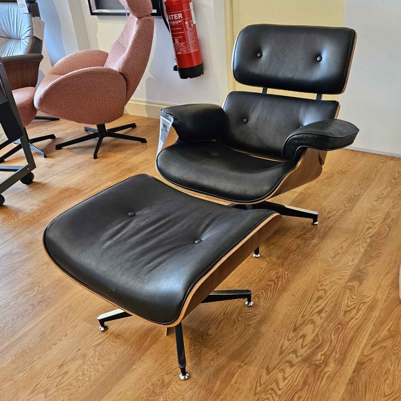 Showroom Clearance: Charles Leather Lounge Chair & Stool Showroom Clearance: Charles Leather Lounge Chair & Stool