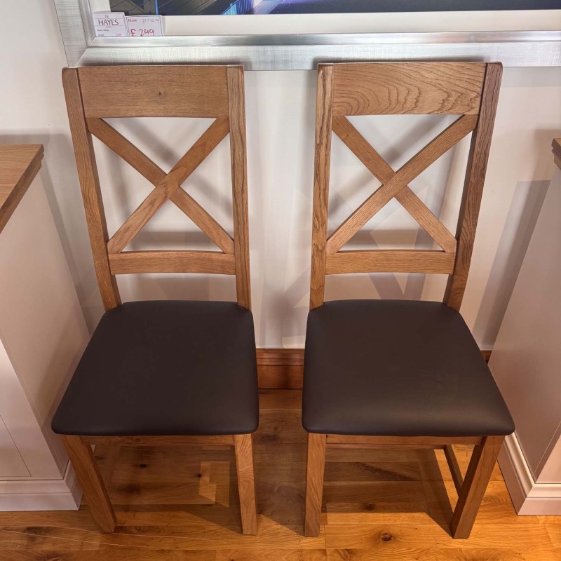 Showroom Clearance: Pair of Hamilton Cross Back Dining Chairs Showroom Clearance: Pair of Hamilton Cross Back Dining Chairs