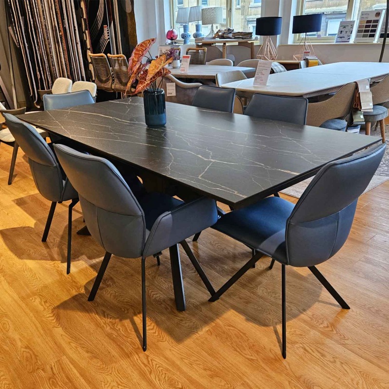 Showroom Clearance: Nordeste Extending Ceramic Top Table, 4x Carola Armchairs & 2x Carola Chairs Showroom Clearance: Nordeste Extending Ceramic Top Table, 4x Carola Armchairs & 2x Carola Chairs