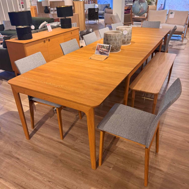 Showroom Clearance: Skovby SM27 Solid Oak Extending Dining Table, Bench & 8x SM63 Dining Chairs Showroom Clearance: Skovby SM27 Solid Oak Extending Dining Table, Bench & 8x SM63 Dining Chairs