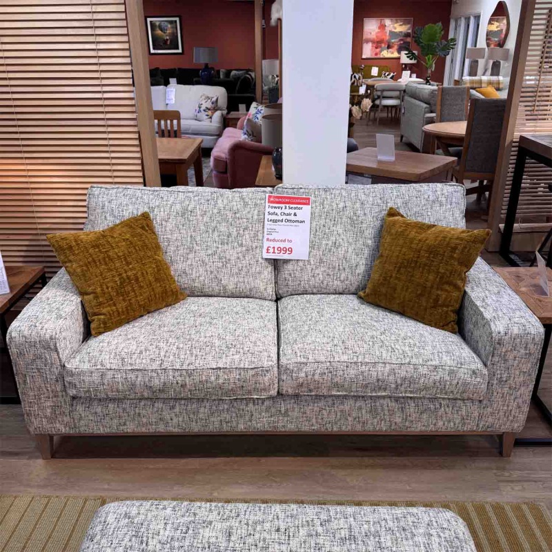 Showroom Clearance: Fowey 3 Seater Sofa, Chair & Legged Ottoman Showroom Clearance: Fowey 3 Seater Sofa, Chair & Legged Ottoman