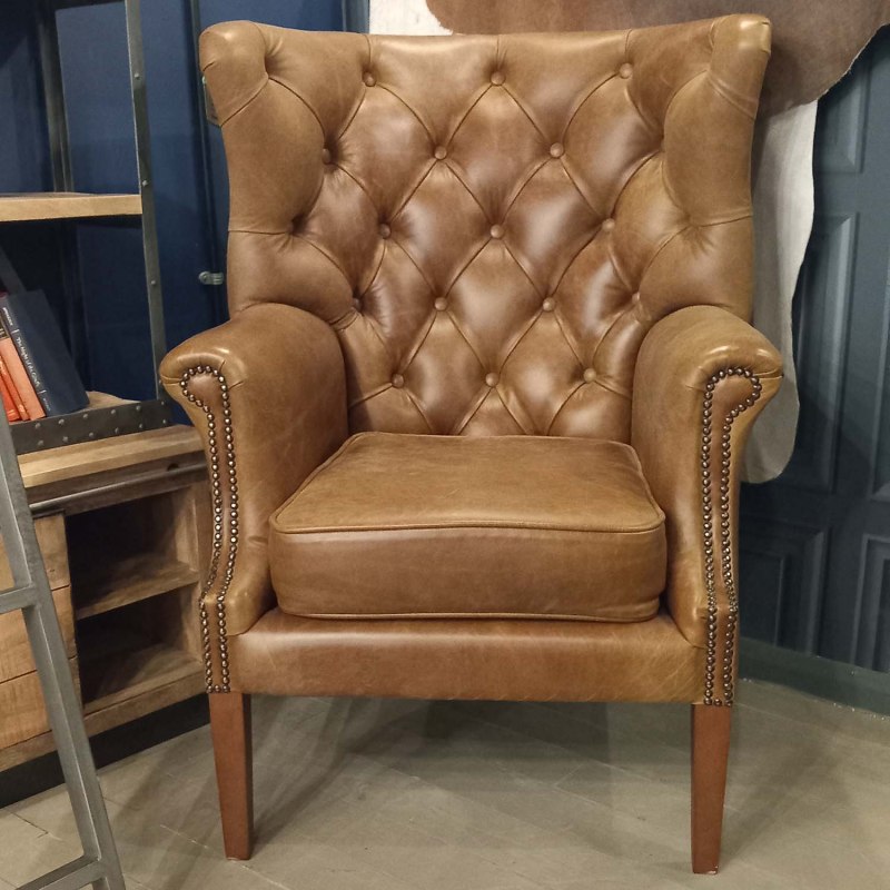 Showroom Clearance: Kensington Wing Chair in all leather Showroom Clearance: Kensington Wing Chair in all leather