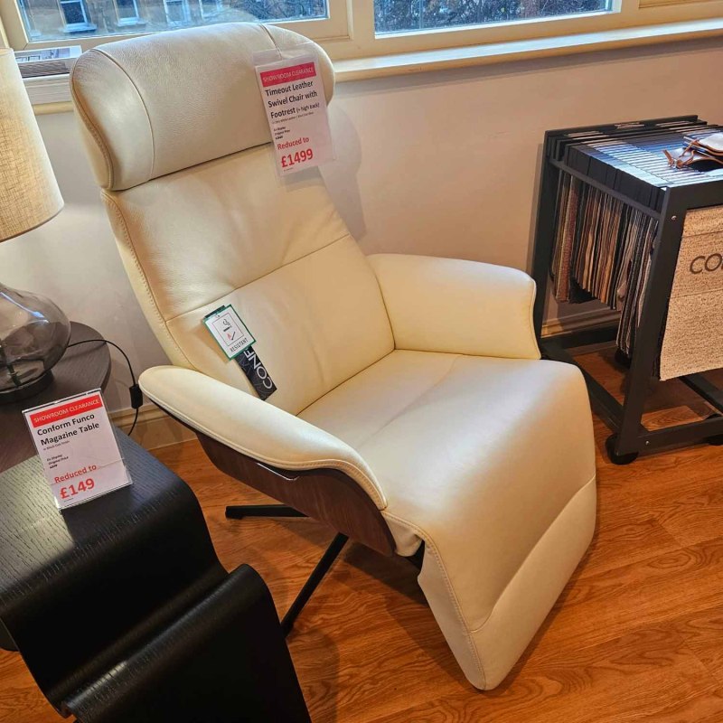 Showroom Clearance: Timeout Leather Swivel Chair with Footrest Showroom Clearance: Timeout Leather Swivel Chair with Footrest