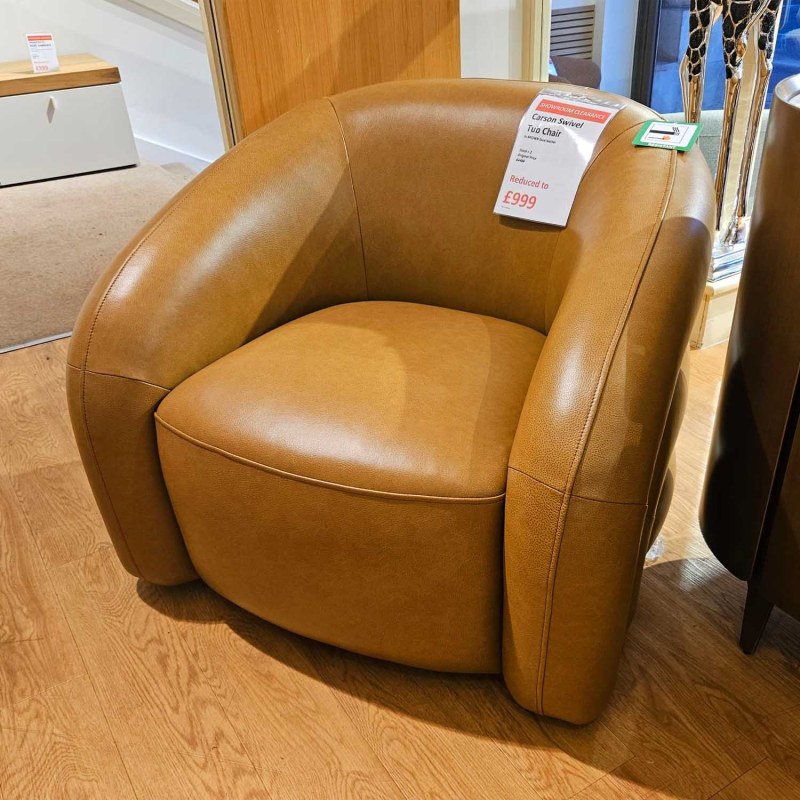 Showroom Clearance: Carson Swivel Tub Chair in Brown Showroom Clearance: Carson Swivel Tub Chair in Brown