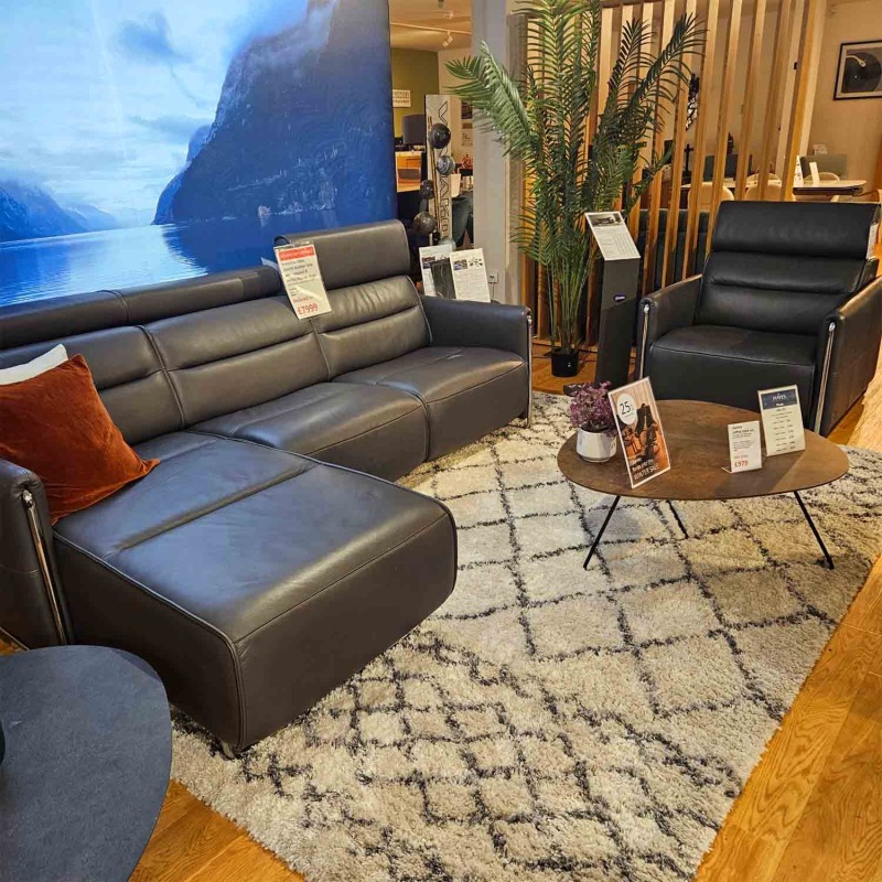 Showroom Clearance: Stressless Emily Electric Recliner Sofa with Longseat & Electric Recliner Chair Showroom Clearance: Stressless Emily Electric Recliner Sofa with Longseat & Electric Recliner Chair