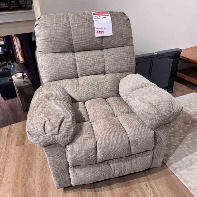 Showroom Clearance: Nonington Swivel Recliner Chair in Latte Showroom Clearance: Nonington Swivel Recliner Chair in Latte