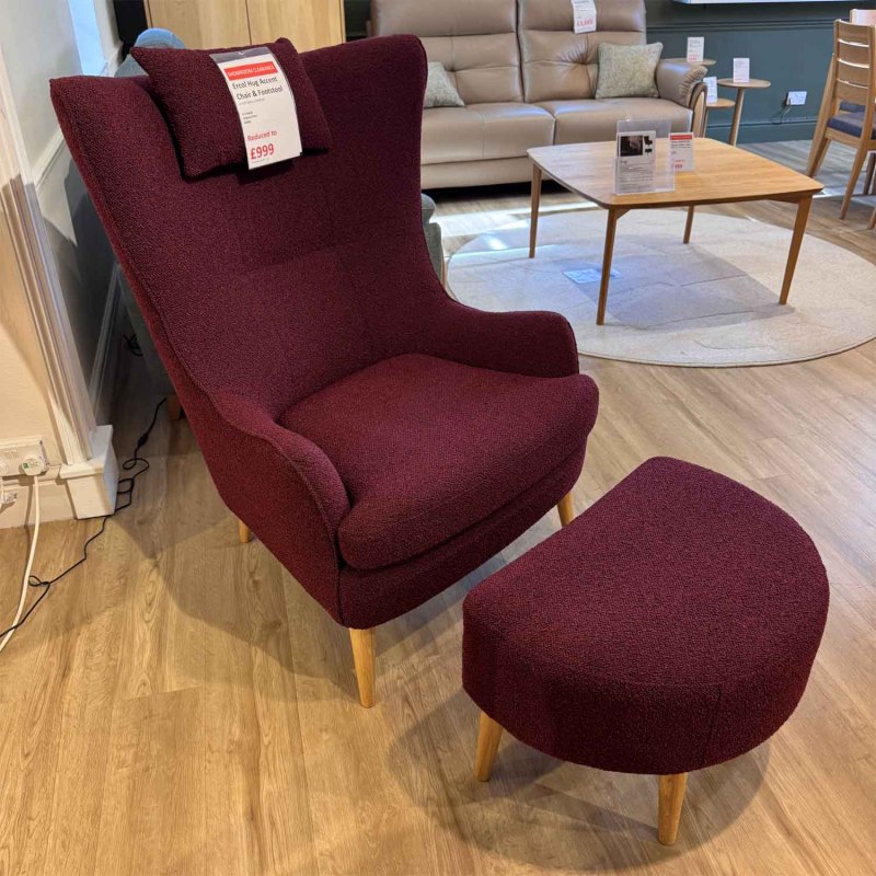 Showroom Clearance: Ercol Hug Accent Chair & Footstool Showroom Clearance: Ercol Hug Accent Chair & Footstool