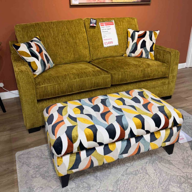 Showroom Clearance: Odell 3 Seater Sofa & Legged Ottoman Showroom Clearance: Odell 3 Seater Sofa & Legged Ottoman