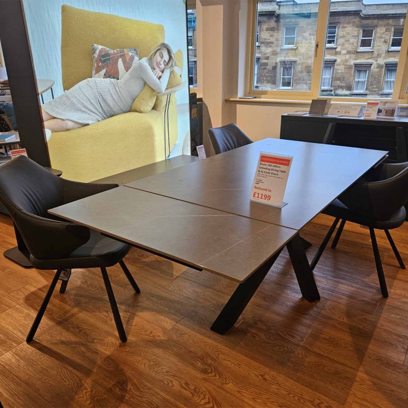 Showroom Clearance: Bruno 160-240cm Extending Dining Table & 4x Emile Chairs Showroom Clearance: Bruno 160-240cm Extending Dining Table & 4x Emile Chairs