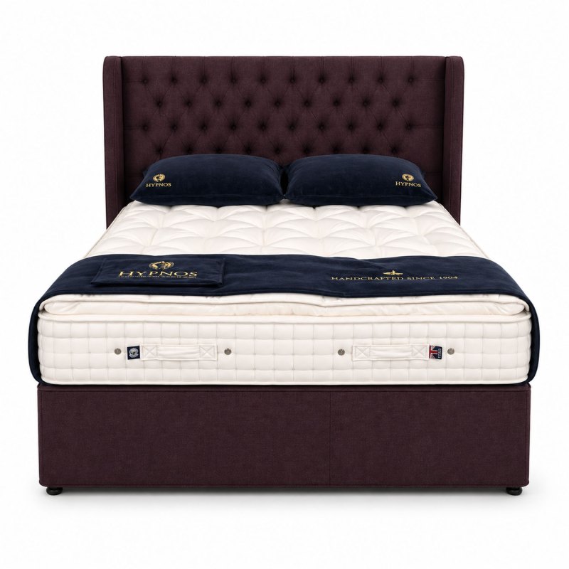 Showroom Clearance: Hypnos 5ft Pillow Top Walbury Pocket Sprung Divan Set & Vienna Winged Headboard Showroom Clearance: Hypnos 5ft Pillow Top Walbury Pocket Sprung Divan Set & Vienna Winged Headboard
