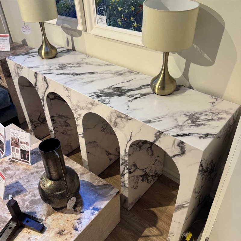 Showroom Clearance: Arches Calacatta Console Table Showroom Clearance: Arches Calacatta Console Table