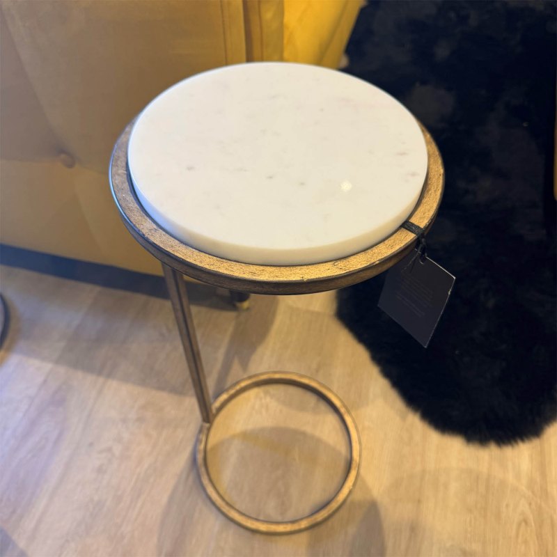 Showroom Clearance: Iota Accent Table White Banswara Marble Showroom Clearance: Iota Accent Table White Banswara Marble