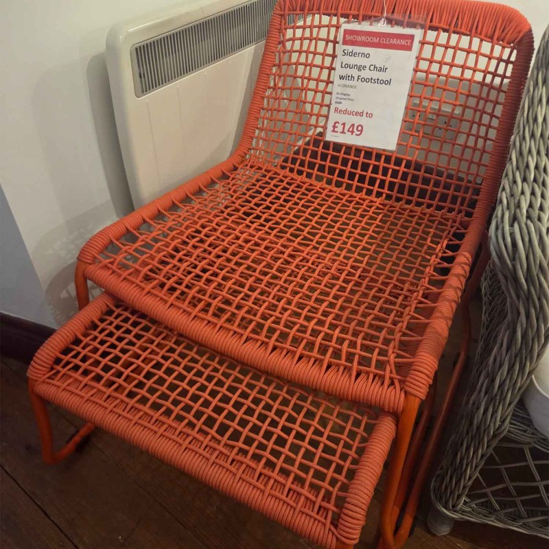 Showroom Clearance: Siderno Lounge Chair with Footstool in Orange Showroom Clearance: Siderno Lounge Chair with Footstool in Orange