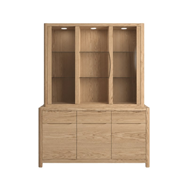 Bergen Oak Large Display Top Unit & 3 Door Sideboard Bergen Oak Large Display Top Unit & 3 Door Sideboard