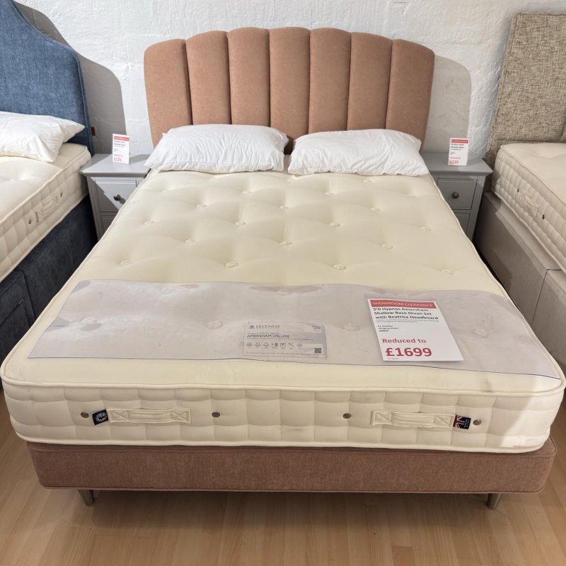 Showroom Clearance: Hypnos 5ft Amersham Shallow Base Divan Set & Beatrice Shallow Headboard Showroom Clearance: Hypnos 5ft Amersham Shallow Base Divan Set & Beatrice Shallow Headboard