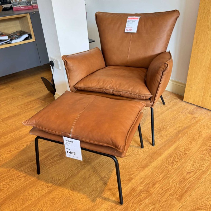 Showroom Clearance: La Plata Leather Chair & Stool Showroom Clearance: La Plata Leather Chair & Stool