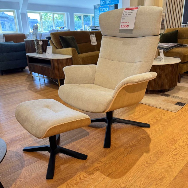 Showroom Clearance: Conform Puzzle Swivel Recliner Chair & Stool Showroom Clearance: Conform Puzzle Swivel Recliner Chair & Stool