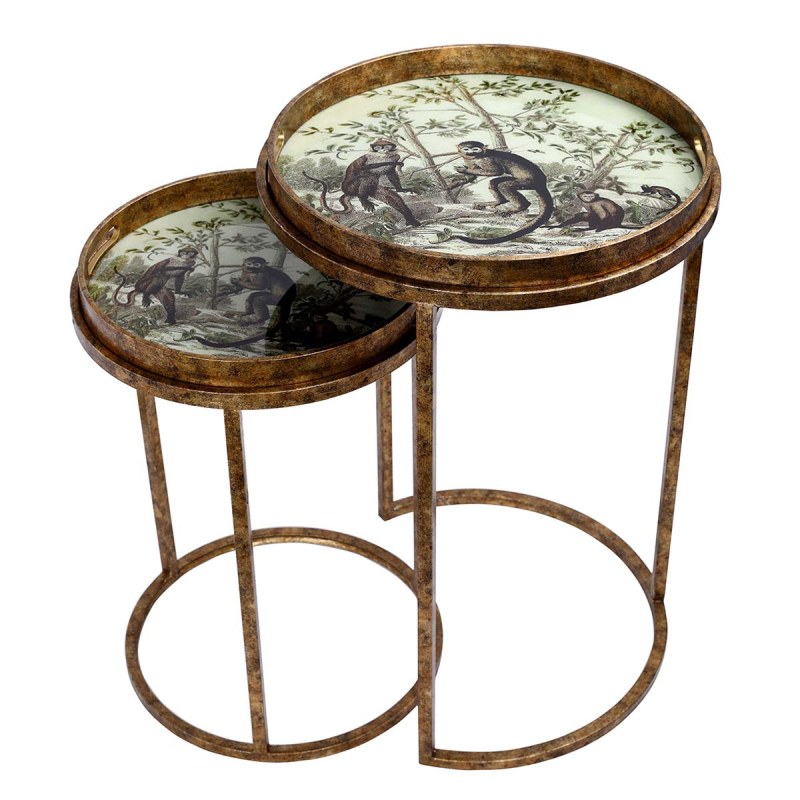 Monkey Jungle Set of 2 Side Tray Tables Monkey Jungle Set of 2 Side Tray Tables
