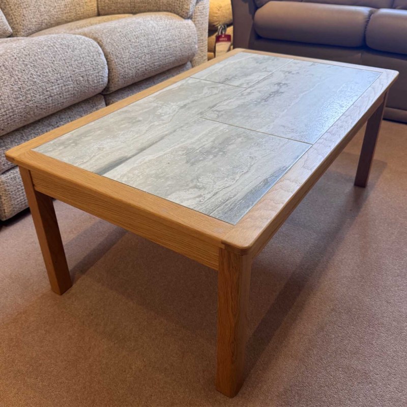 Showroom Clearance: Anbercraft Beaumont BMT06D Large Coffee Table with Drawer & Dover Tile Top Showroom Clearance: Anbercraft Beaumont BMT06D Large Coffee Table with Drawer & Dover Tile Top