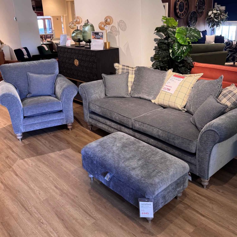 Showroom Clearance: Camelford 3 Seater Sofa, Chair & Legged Ottoman Showroom Clearance: Camelford 3 Seater Sofa, Chair & Legged Ottoman