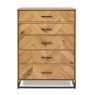 Riley Rustic Oak 5 Drawer Tall Chest Riley Rustic Oak 5 Drawer Tall Chest