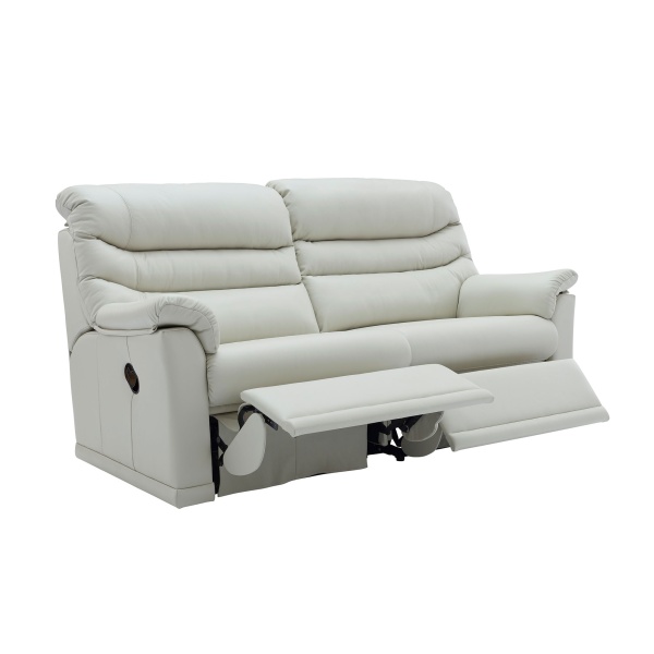 G Plan Malvern Leather 3 Seater Double Recliner Sofa with 2 seat cushions