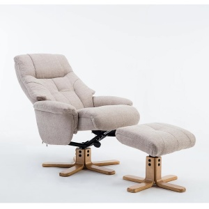 Dante Swivel Recliner Chair & Footstool in Lisbon Wheat