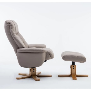 Dante Swivel Recliner Chair & Footstool in Plush Pebble
