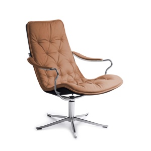 Bravo Low Back Swivel Armchair in leather
